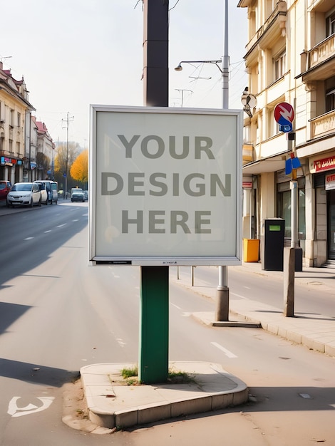 White Empty Billboard at a Bus Stop in Romania – Free Download