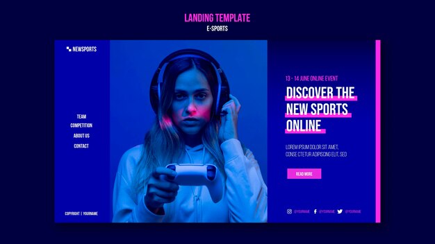 E-sports Landing Page Design Template for Free Download