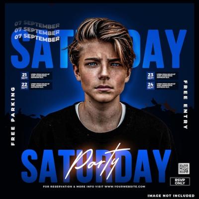 Saturday Party Social Media Post Design Template – Free Download