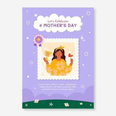 Flat Mothers Day Vertical Flyer Template – Download Free Stock Photo