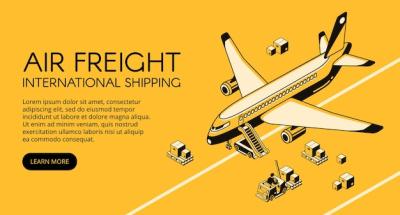 Air Freight Logistics Illustration: Airplane and Forklift with Parcels – Free Download