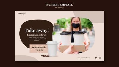 Horizontal Banner for Takeaway Coffee – Free Download