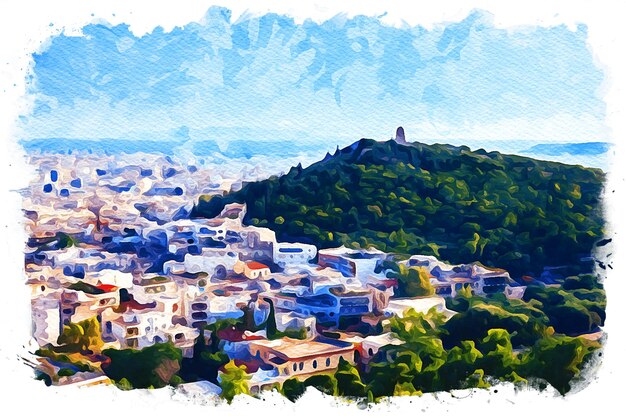 Athens Greece Beautiful Watercolor Landscape – Download Free Stock Photo