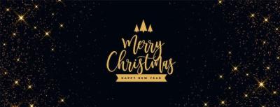 Golden Sparkling Merry Christmas Festival Black Banner – Free Stock Photo, Download for Free