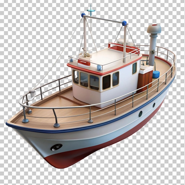 3D Boat Isolated on Transparent Background – Free Download