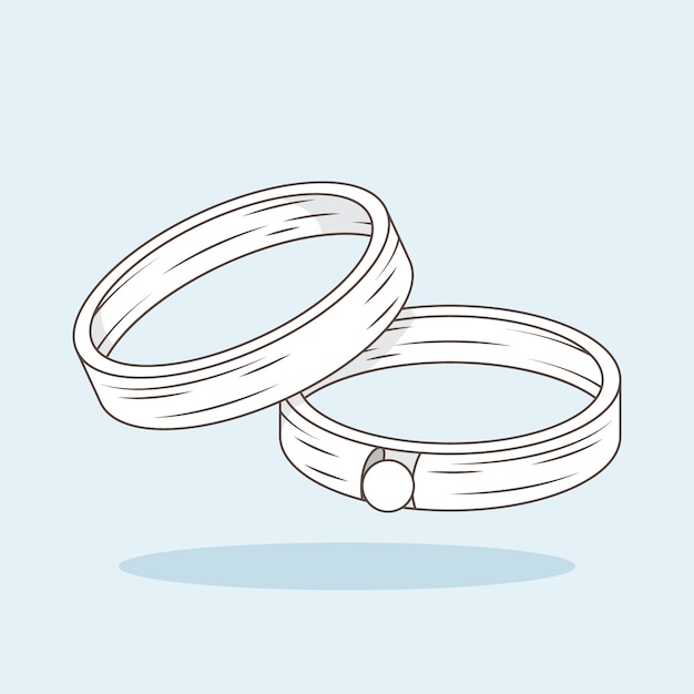 Hand Drawn Wedding Rings Outline Illustration – Free Download