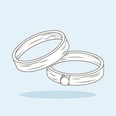 Hand Drawn Wedding Rings Outline Illustration – Free Download