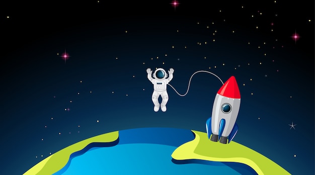 Rocketship and Astronaut on Earth – Free Download for Stunning Vector Templates