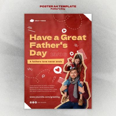 Fathers Day Vertical Poster Template with Hearts – Download Free Stock Photo