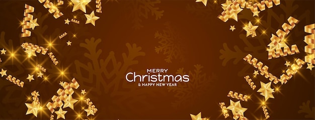 Merry Christmas Banner Featuring Glossy Golden Elements – Download Free Stock Photo