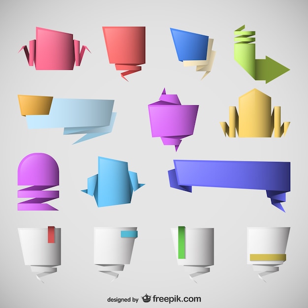 Origami Labels Collection Vector – Free to Download