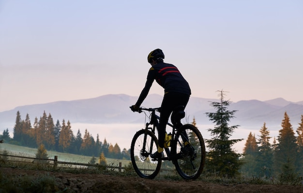 Smiling Young Man Riding Bicycle on Mountain Road – Free Download