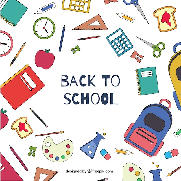 Fun Background Featuring a Variety of School Materials – Free Download