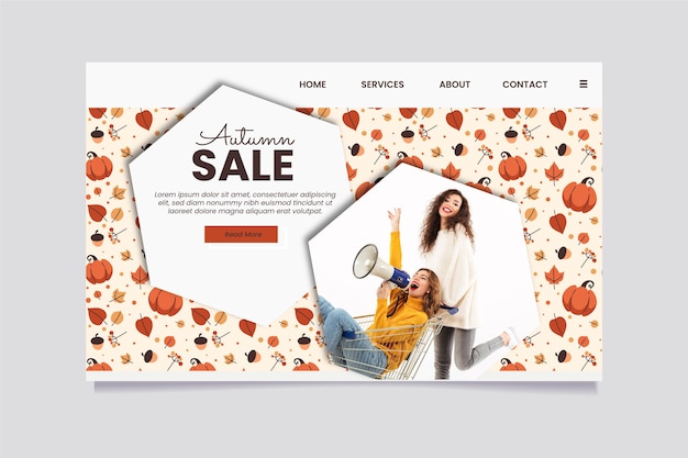 Flat Autumn Sale Landing Page Template Photo – Free Download