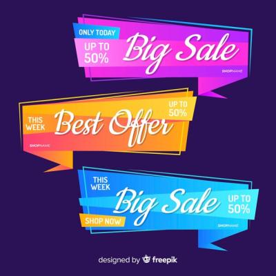 Abstract Origami Sale Banners for Your Creative Projects – Free Download