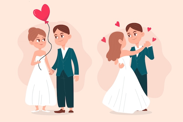 Illustrated Wedding Couple Collection – Free Download