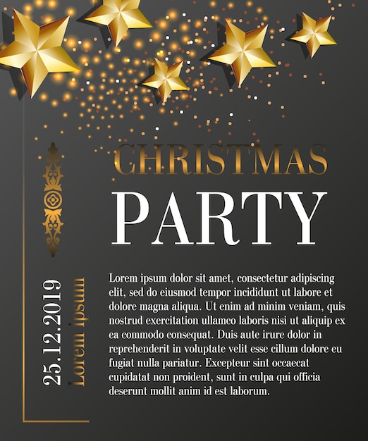 Christmas Party Lettering with Date on Black Background – Free Download