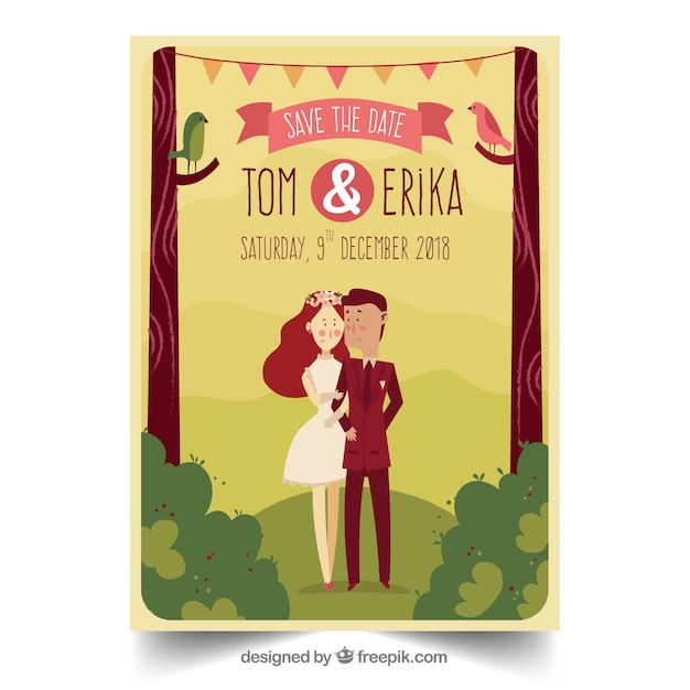 Newlyweds Couple Wedding Invitation Design – Free Download