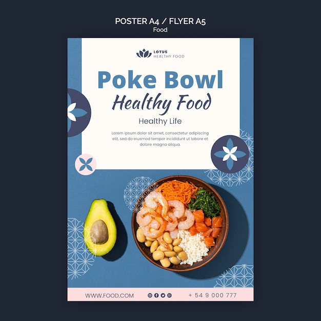 Poke Bowl Meal Poster Design Template – Free Download