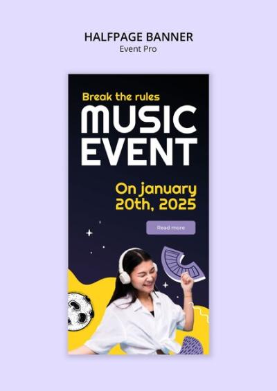 Flat Design Music Event Template – Free Download