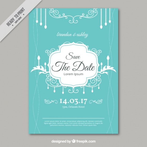 Decorative Wedding Card in Vintage Style – Free Download