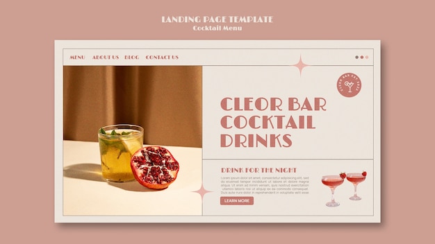 Cocktail Menu Landing Page Design Template – Free Download