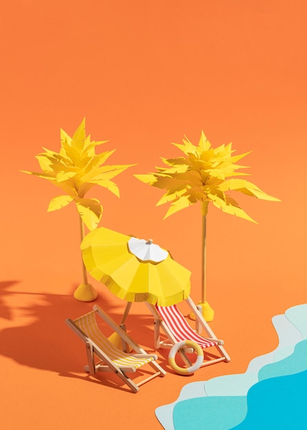 Summer Beach Scene Crafted from Various Materials – Free Download