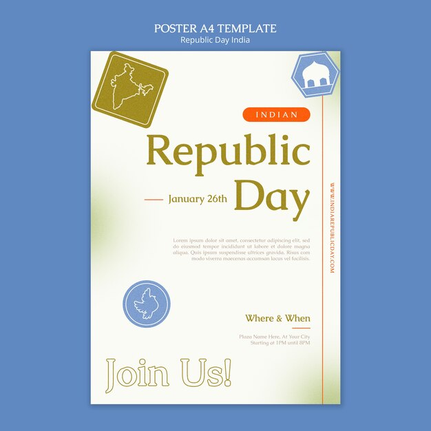 Republic Day India Poster Template in Flat Design – Free Download