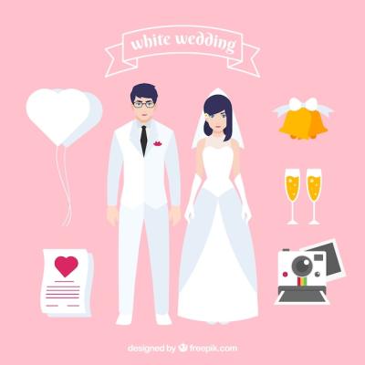 Wedding Elements Collection in Flat Design – Free to Download