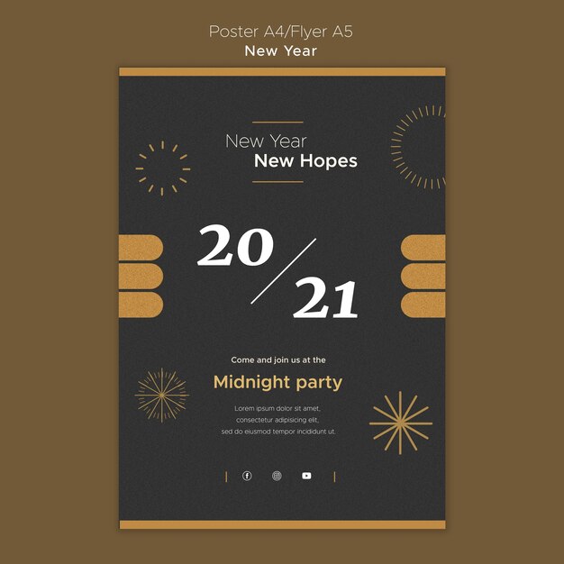 Vertical Poster Template for New Year’s Midnight Party – Free Download