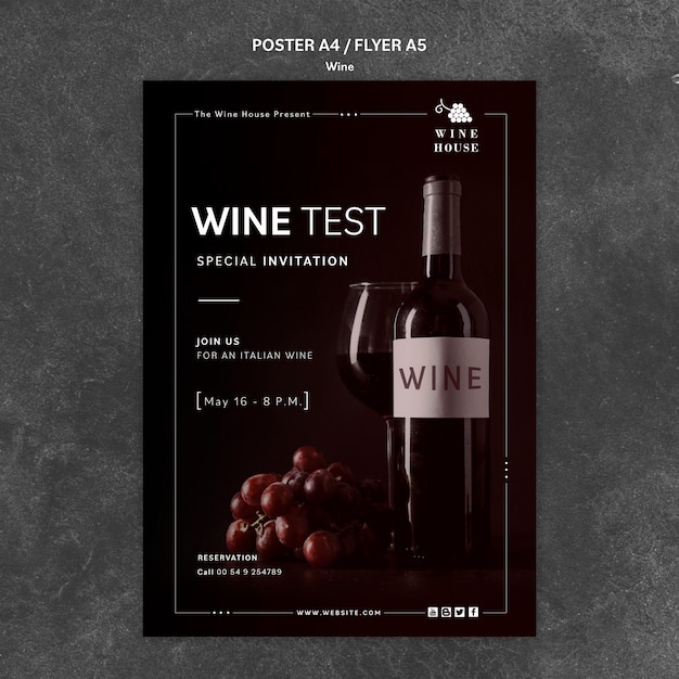 Wine Poster Template Design – Free Download