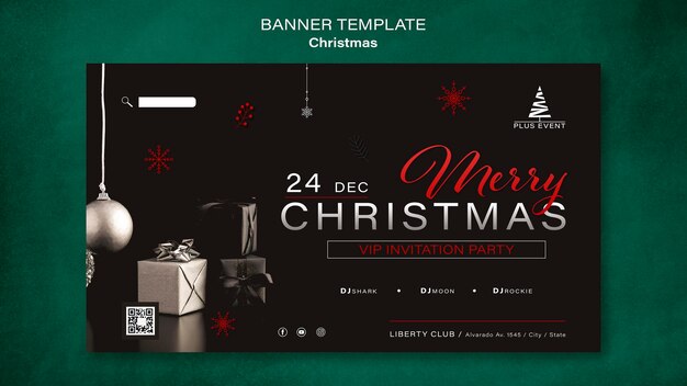 Traditional Christmas Horizontal Banner Template – Free Download