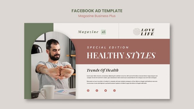 Flat Design Magazine Facebook Ad Template – Free Download