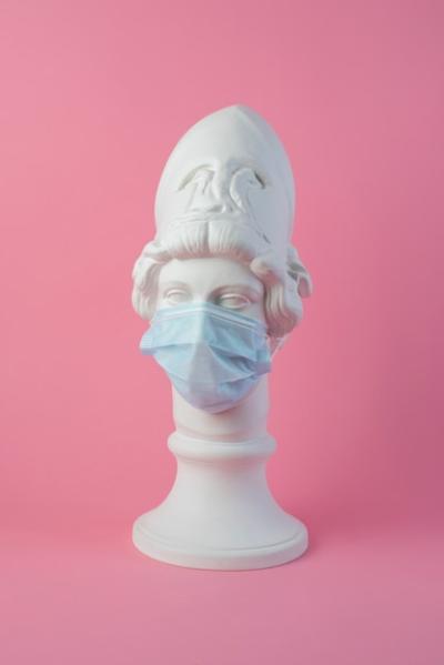 Marble Sculpture of Historical Figure Wearing Medical Mask – Free Download