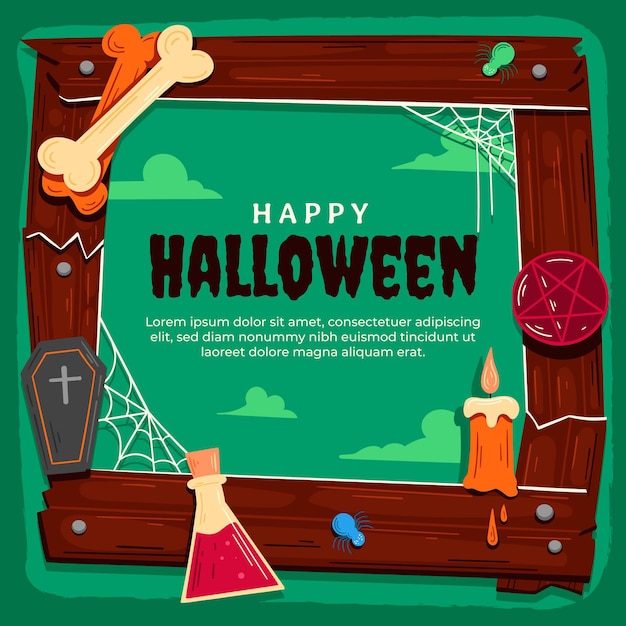 Hand Drawn Halloween Frame Template – Free Download