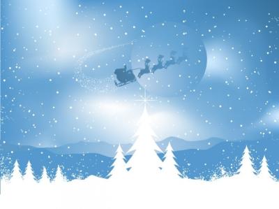 Santa Claus Sledge on Snowy Background – Free Download