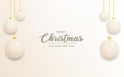 White and Gold Christmas Balls for Festive Decorations – Free Download