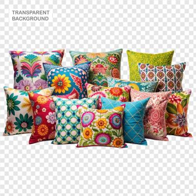 A Group of Vibrant Ornamental Pillows Isolated on a Clear Backdrop – Free Download