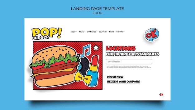 Pop Art Food Landing Page – Free Download, Free Stock Photo