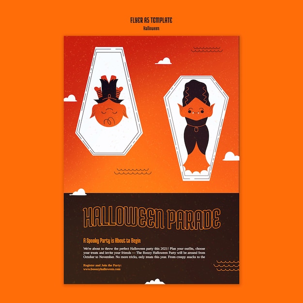 Halloween Vertical Flyer Template Featuring Vampire in Coffin – Free Download