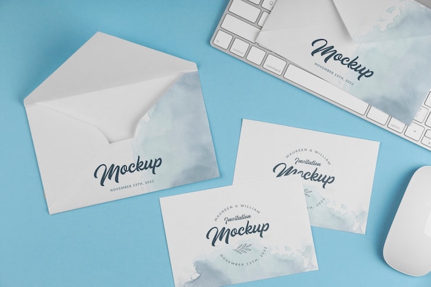 Watercolor Design Paper Invitation Mock-up – Free Download