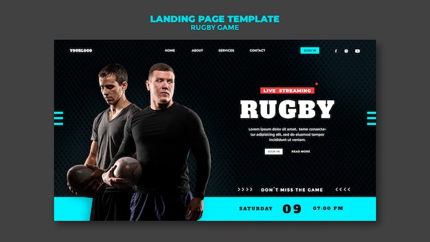 Landing Page Design Template for Rugby Game – Free Stock Photo Download