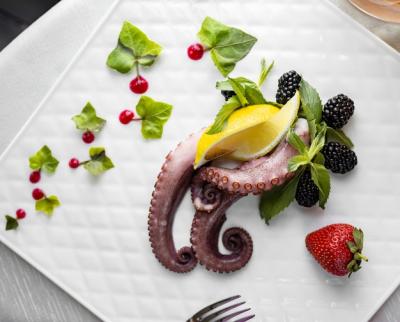 Octopus Served with Lemon and Berries – Free Stock Photo for Download