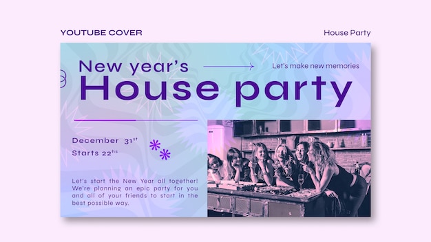 Eye-Catching House Party YouTube Cover Template – Free Download