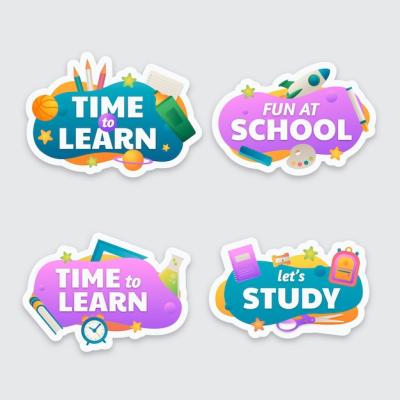 Gradient School Sticker Design Set – Free Download