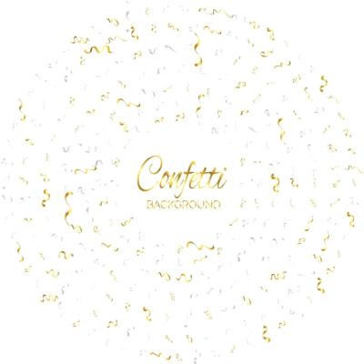 Golden Confetti and Streamer Ribbon Falling on Transparent Background – Free Download