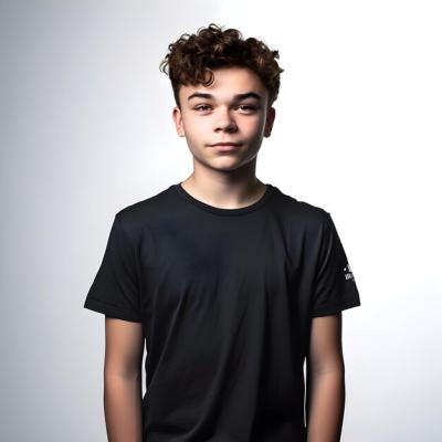 Portrait of a Teenage Boy in a Black T-Shirt – Free Download