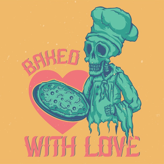 Illustration of a Dead Chef for T-Shirts and Posters – Free Download