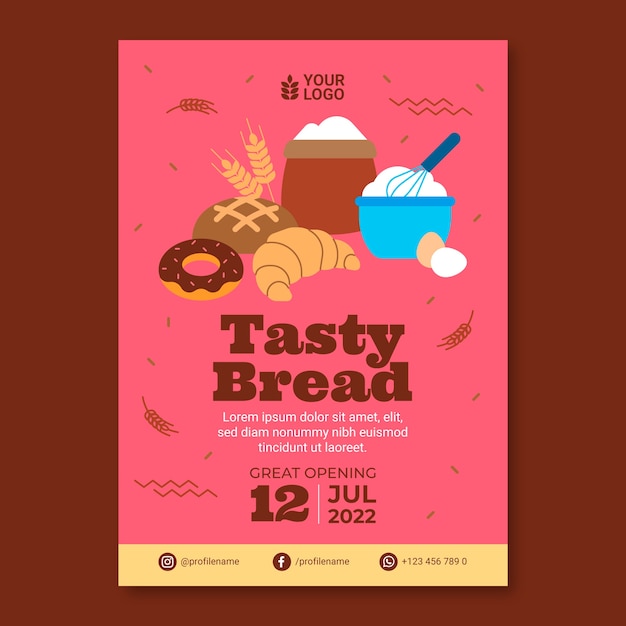 Flat Design Minimal Bakery Poster Template – Free Download