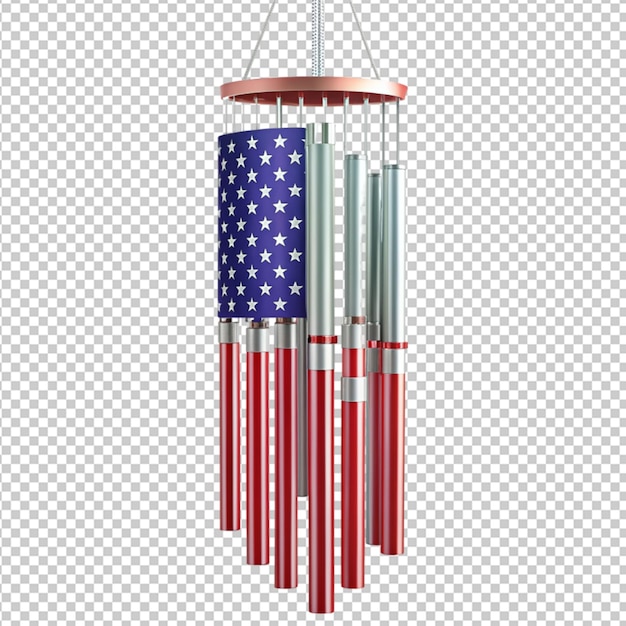 National US Flag Wind Chimes on Transparent Background – Free Download